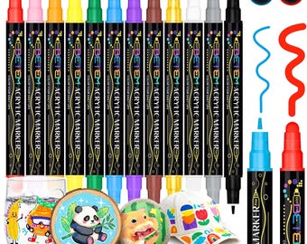 Betem 12 Colors Dual Tip Acrylic Paint Pens Markers – for Wood