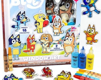 Bluey Window Art Suncatchers Kit  Paint Your Own DIY Craft for Kids Ages 3–6