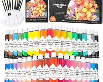 Shuttle Art 48 Pack Watercolor Paint Set – 36 Colors  Tubes