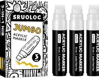 SRUOLOC 3 Jumbo White Permanent Markers