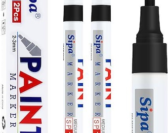 Sipa Black Paint Markers – 2 Pack Oil Based Chisel Tip Waterproof Paint Pens for Crafts