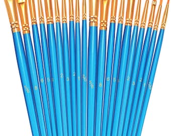 BOSOBO Paint Brushes Set 20 Pcs, Round Pointed Nylon Hair Artist Brushes for Acrylic