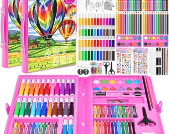 2 Pack Art Kit – Vigorfun Drawing & Painting Supplies Set with Crayons, Pencils  Watercolors