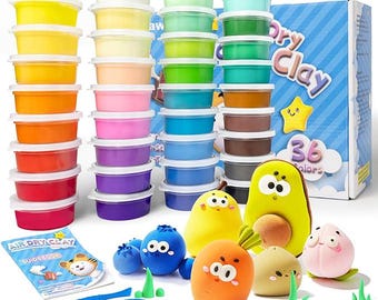 Drawdart Air Dry Clay Kit – 36 Colors Magic Foam Modeling Clay with 3 Sculpting