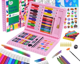 KIDDYCOLOR 87 PCS Kids Art Set for Girls & Boys Ages 4–8 | Drawing