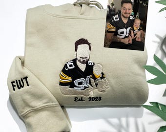 Custom Embroidered Portrait Hoodie, Personalized Family Photo Gift
