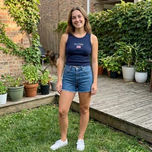 Two Fiddy Embroidered Crop Tank Top, USA 250 Years Patriotic Tee, July 4th Outfit Independence Day, American Birthday BBQ Party Shirt image 15