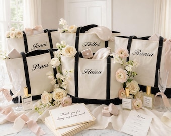 Personalized Bridesmaid Tote Bag - Custom Name Canvas Bag, Bridal Party Gift, Wedding Gift for Bridesmaids, Maid of Honor Gift
