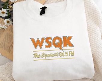 Custom Emroidered WSQK Radio Station Sweatshirt, Vintage 80s Hawkins Crewneck, Gift for Friend