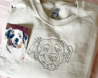 Custom Embroidered Pet Sweatshirt From Photo, Dog Embroidered Sweatshirt, Personalized Dog Face and Dog Name,Mothers Day Gift