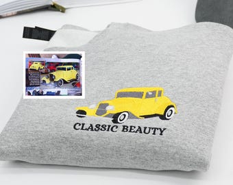 Bluza z haftowanym motywem samochodu, spersonalizowany prezent