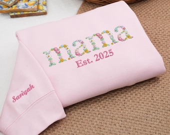 Embroidered Floral Mama Sweatshirt: Custom Crewneck Gift