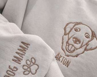 Personalized Embroidered Pet Crewneck| Custom Portrait Pet from photo Hoodie | Embroidered Pet Sweatshirt | Cat Mom Gift | Dog Lover Gift