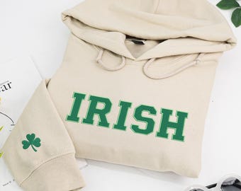 Irish Embroidered Sweatshirt or Hoodie, Shamrock St Patrick’s Day Apparel, Cozy Irish Inspired Gift
