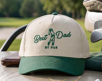 Embroidered Best Dad By Par Hat, Dad Golf Gift, Two Tone Dad Hat, New Dad Hat, Pregnancy Announcement Hat, Fathers Day Gift Golf