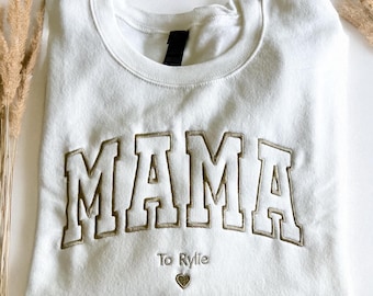 Sweat maman brodé, col rond maman personnalisé