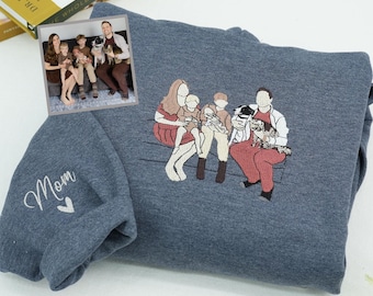 Custom Embroidered Portrait Hoodie from Your Photo - Personalized Dog Mom/Dad Sweater