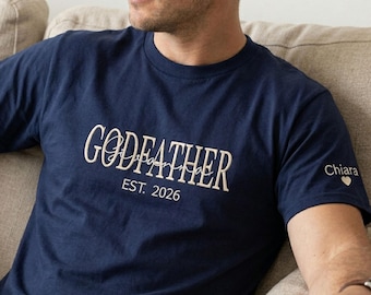 Embroidered Godfather Shirt, Personalized Godfather Proposal Gift, Baby Reveal Tee for Godparent to Be