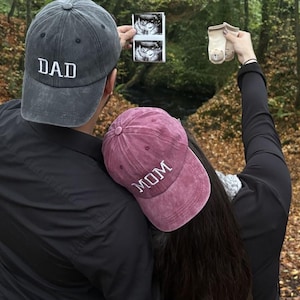 Custom Embroidered Hat, Personalized Date, Matching Vintage Baseball Hat, Gift For New Dad Mom, Pregnancy Announcement, Mothers day gift