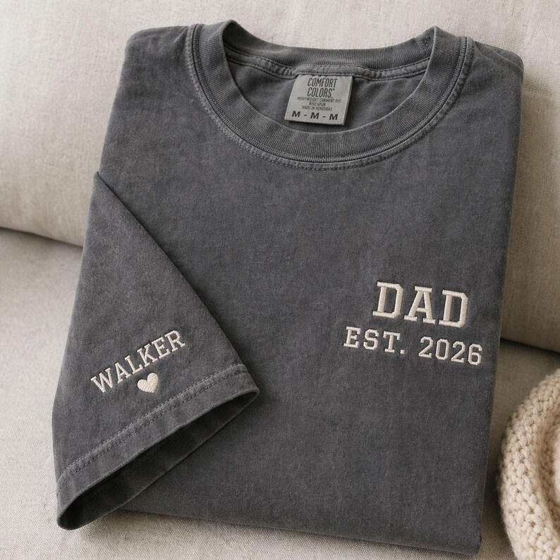 Embroidery Dad Est 2026 Shirt, Comfort Color Shirt, Dad to be, Gift for Dad, Husband Gift, Unisex Shirt, New Dad Gift, Father's Day Gift image 2