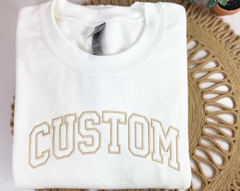 Custom Embroidered Text Sweatshirt: Personalized Varsity Gift