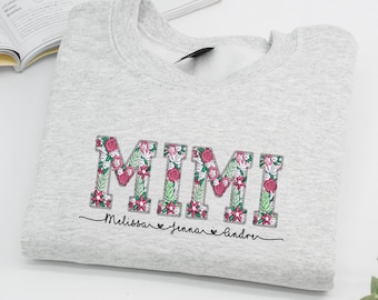 Embroidered Floral Mimi Sweatshirt, Personalized Gift