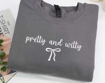 Embroidered Coquette Sweatshirt, Pretty and Witty Bow Shirt