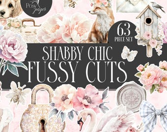 Shabby Chic Fussy Cuts Ephemera Scraps Cottagecore Scrapbooking Digital Nedladdning