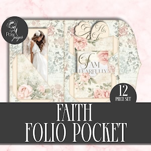 May include: A Faith Folio Pocket set with a floral design and the text "I AM FEARFULLY". The set includes a photo of a woman in a white dress and the words "His Love". The set is a 12-piece set.
