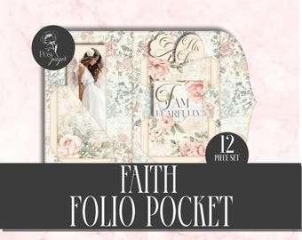 Utskrivbart Faith Folio-kit | Bibeljournalkit | Skriftetiketter och fickor | Kristen efemera | Digital nedladdning