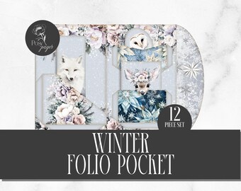Vinterfolio-kit | Skräpjournal-ephemera | Scrapbooking | Digital nedladdning