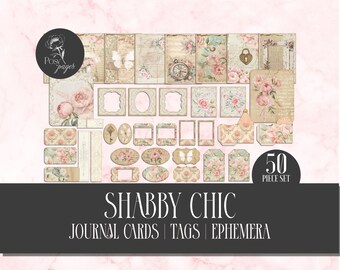 Shabby Chic Ephemera Kit | Vintage Blommig Ephemera Sida | Digital Nedladdning