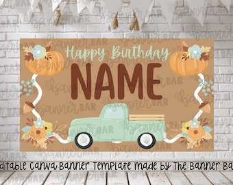 Fall Banner Template | Bridal Shower Painted Banner | Editable Canva Template | 35x60 Digital Backdrop | Pumpkin Birthday | Instant Download