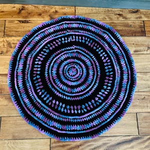 Black and Purple Handmade Crochet Rug
