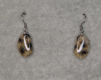 Faux Petoskey stone earrings (0359)