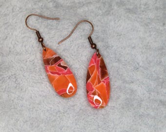 Pendientes de mosaico fundido en forma de gota – Piedra sintética, colgantes ligeros y llamativos