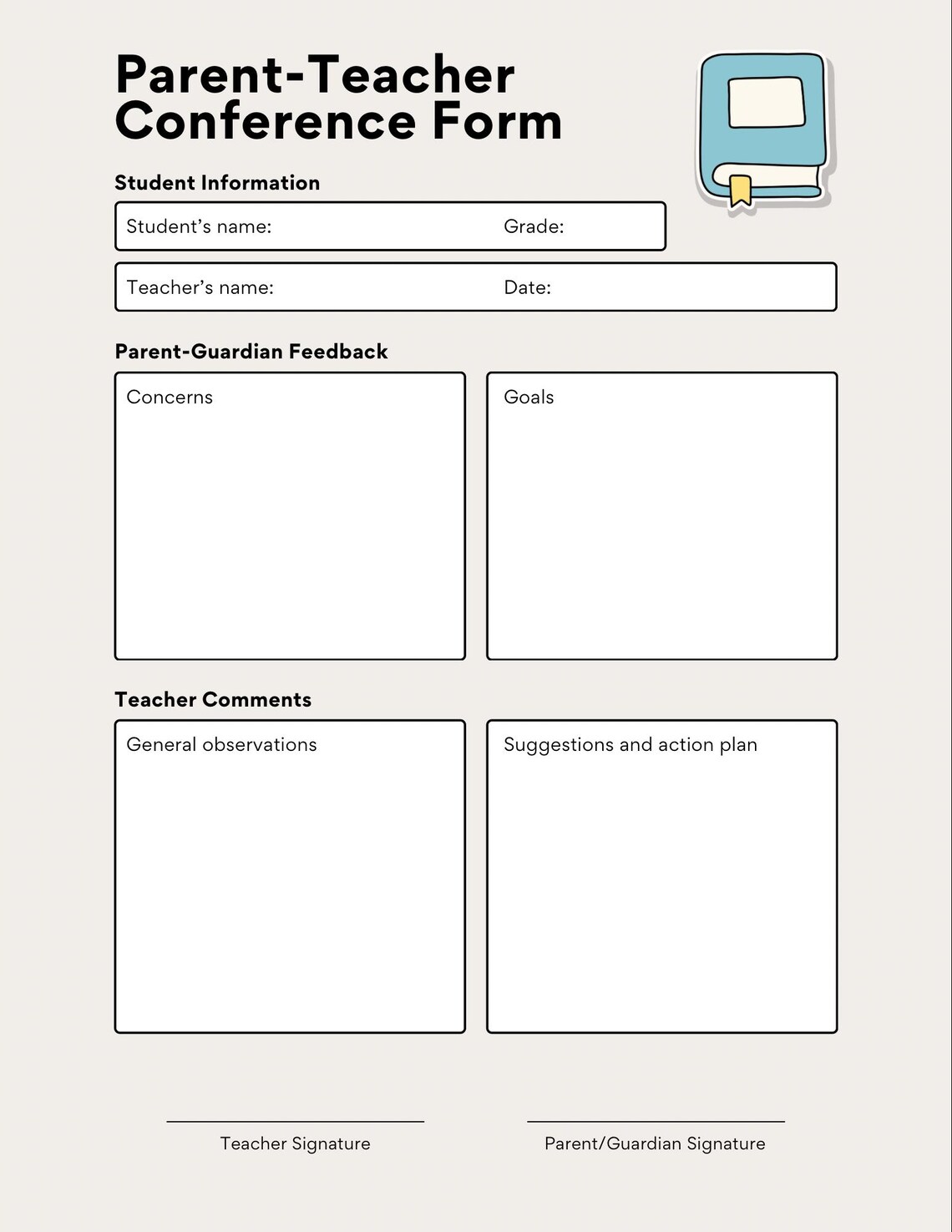 Parent Teacher Conference Notes Template | Teacher Planner Printable ...