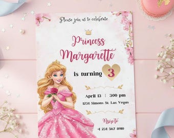 Princess Belle Birthday Invitation | Princess Birthday Invitation | Princess Belle Party | Beauty and the Beast