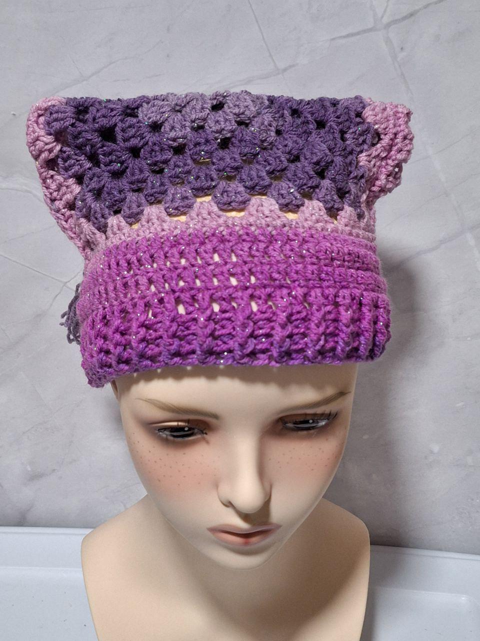 Sparkle Toque Crochet Purple Sparkle Glitter Hexi Jester Foole's Hat Rave Beanie ...