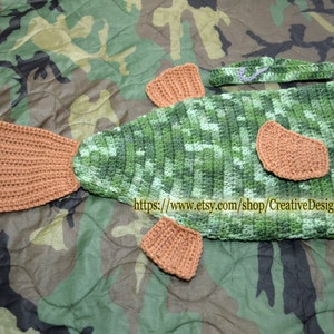 Crochet Trout Bass Fish Costume for Baby, Cocoon and Headband with fishing hook newborn outfit, Halloween, photo prop, Fisherman baby shower image 4