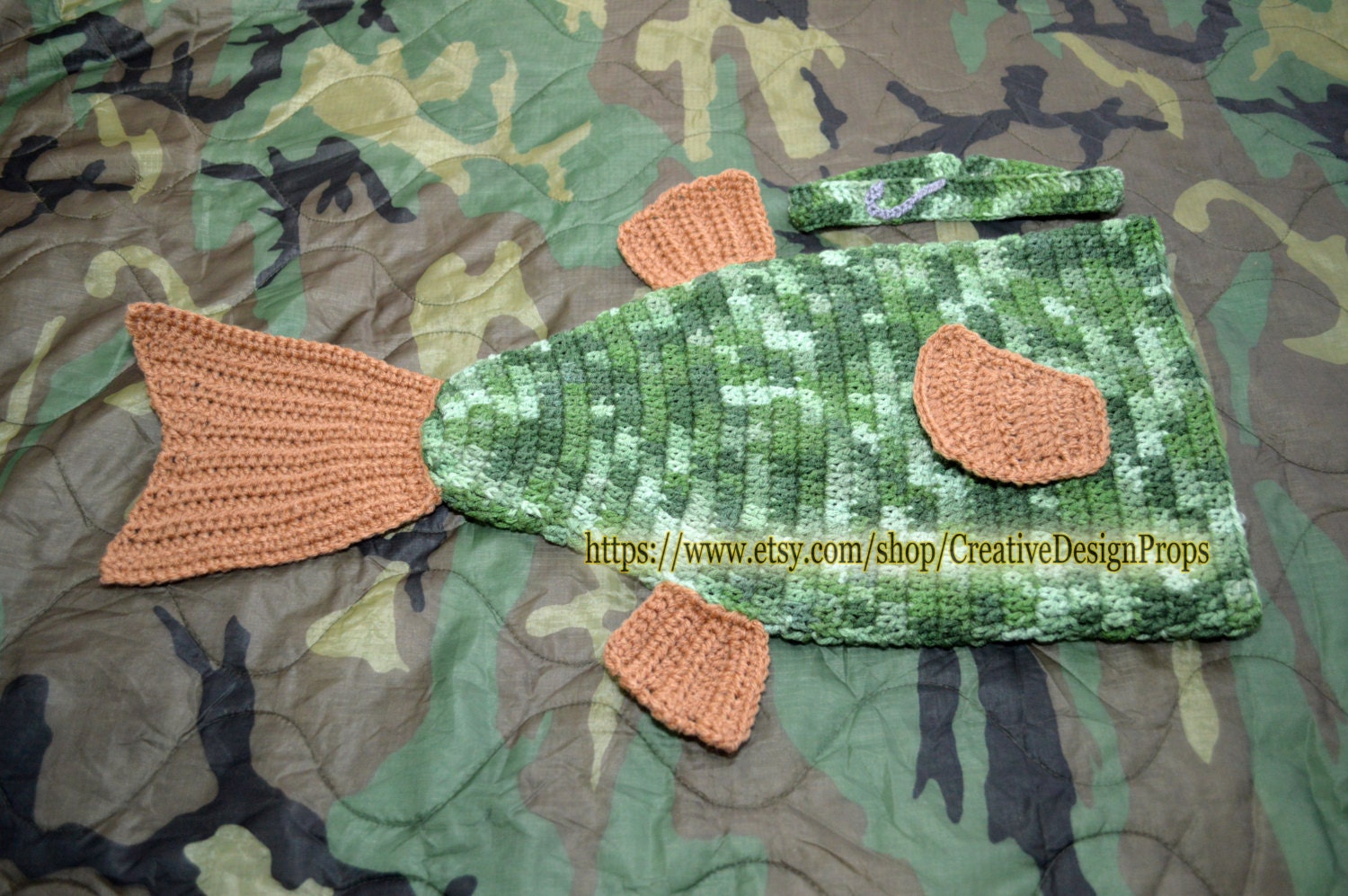 Crochet Rainbow Steelhead Trout Bass Fish Costume for Baby, Cocoon