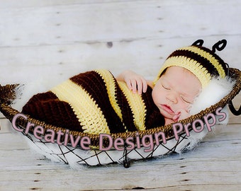 Cocoon and Hat - Bumble Bee costume set - newborn outfit - Halloween, photo prop or gift for baby shower Best Seller Popular