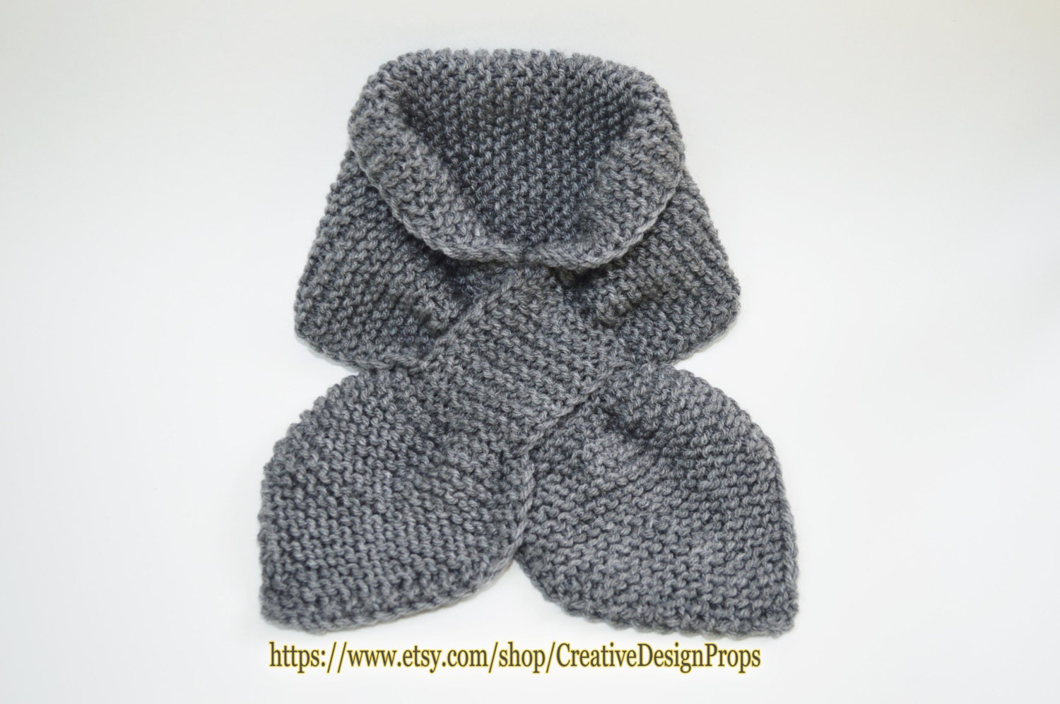 Knit Gray Ascot Scarf Miss Marple Scarf 