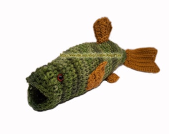 Crochet Largemouth Bass Fish Toy Fathers Day Gift Fisherman Angler Present Fish Plush, Stuffed Fish, Bass Fishing, Funny Fishing Gag Gifts