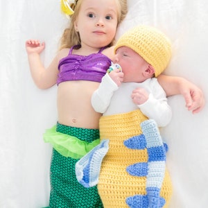 Fish Disney Costume for Baby Flounder Cocoon and Hat set, newborn outfit Halloween, photo prop or gift for baby shower image 2