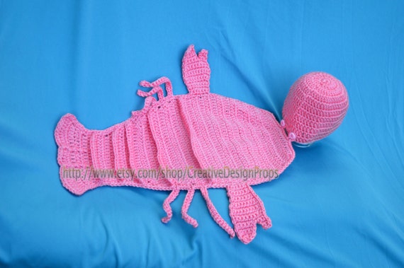 Crochet Crayfish Lobster Outfit for Newborn Baby Crawfish Hat and