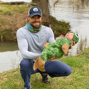 Crochet Trout Bass Fish Costume for Baby, Cocoon and Headband With