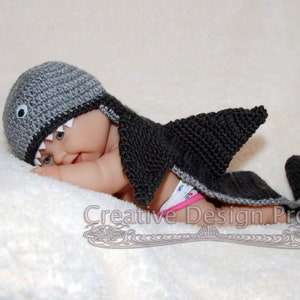 Nautical Sea Marine Critter Shark Hat and back cover set Photo Prop Cape Nursery Halloween gift for baby shower image 1