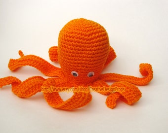 Ollie, The Octopus - Crochet Toy, Crib Bedding Nursey Decor, Stuffed Animal, Plushie, Baby Shower Gift, Photo Prop