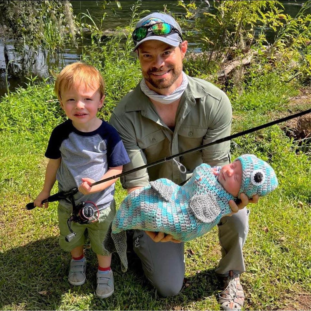 Crochet Trout Bass Fish Costume for Baby, Cocoon and Headband With